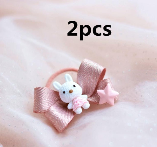 NEW Kids animal flower Ribbon hair bow elastic hair band - KiwisLove