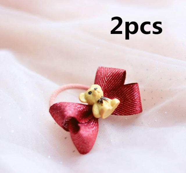 NEW Kids animal flower Ribbon hair bow elastic hair band - KiwisLove