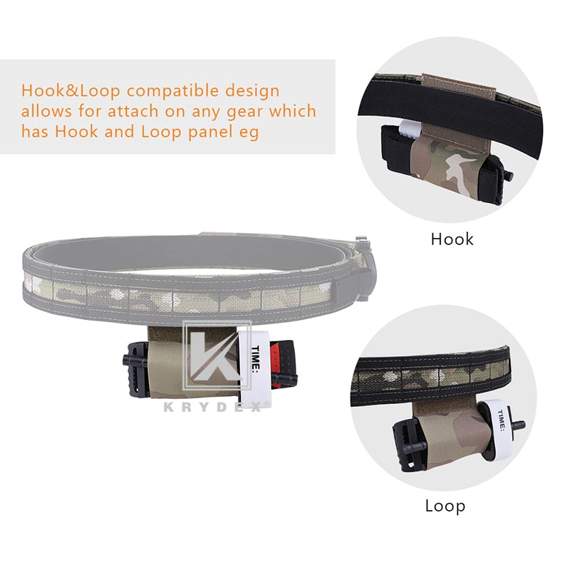 KRYDEX Spiritus Style Tourniquet Elastic Pouch For SOF-T NATO Plate Carrier Chest Rig 3" Hook & Loop Secure Storage Holder - KiwisLove