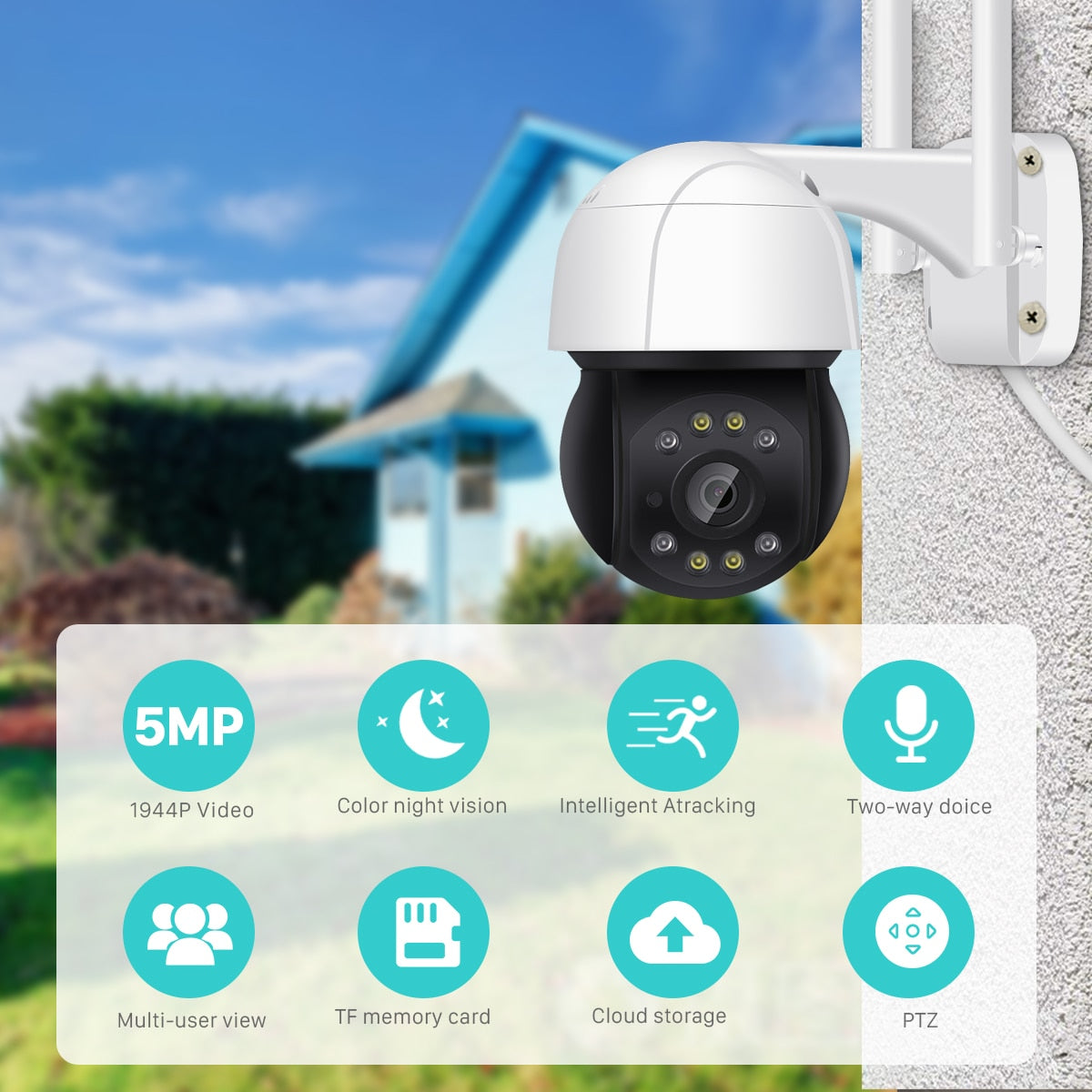 PTZ Wifi Camera Outdoor 4X  Zoom Ai Human Detection - KiwisLove