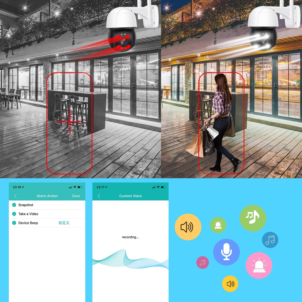 PTZ Wifi Camera Outdoor 4X  Zoom Ai Human Detection - KiwisLove