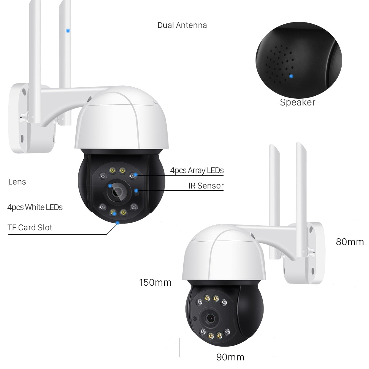 PTZ Wifi Camera Outdoor 4X  Zoom Ai Human Detection - KiwisLove
