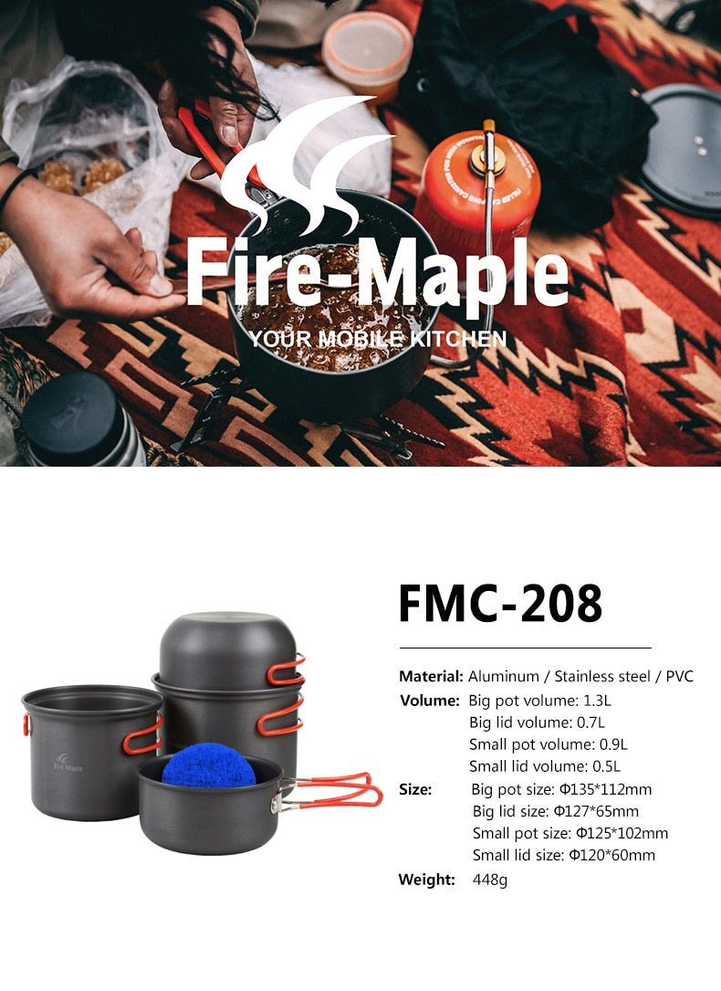 Fire Maple  FMC-208 Pots Set Outdoor Camping Foldable Cooking Crockery - KiwisLove