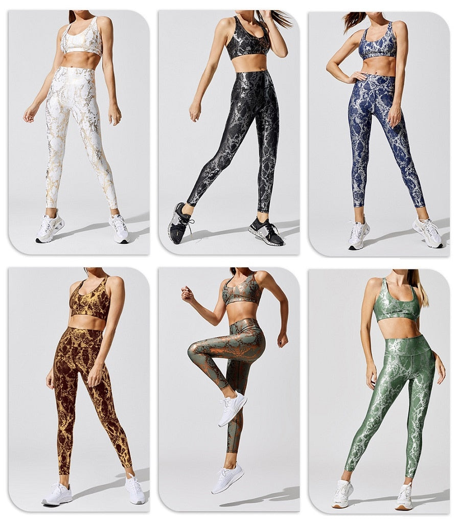 Women Yoga Set Cross Top Bra High Waist Leggings Gym Running Outfit Fitness Tracksuit - KiwisLove