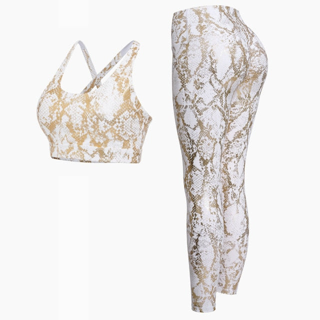 Women Yoga Set Cross Top Bra High Waist Leggings Gym Running Outfit Fitness Tracksuit - KiwisLove