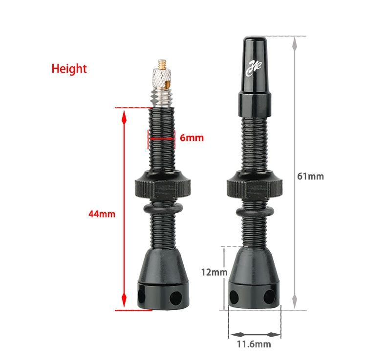 2PCS Deemount Bicycle Tubeless Carbon Rim Presta Valves 44/60mm F/V Nipple Brass Core CNC Machined Anodized W/Tool - KiwisLove