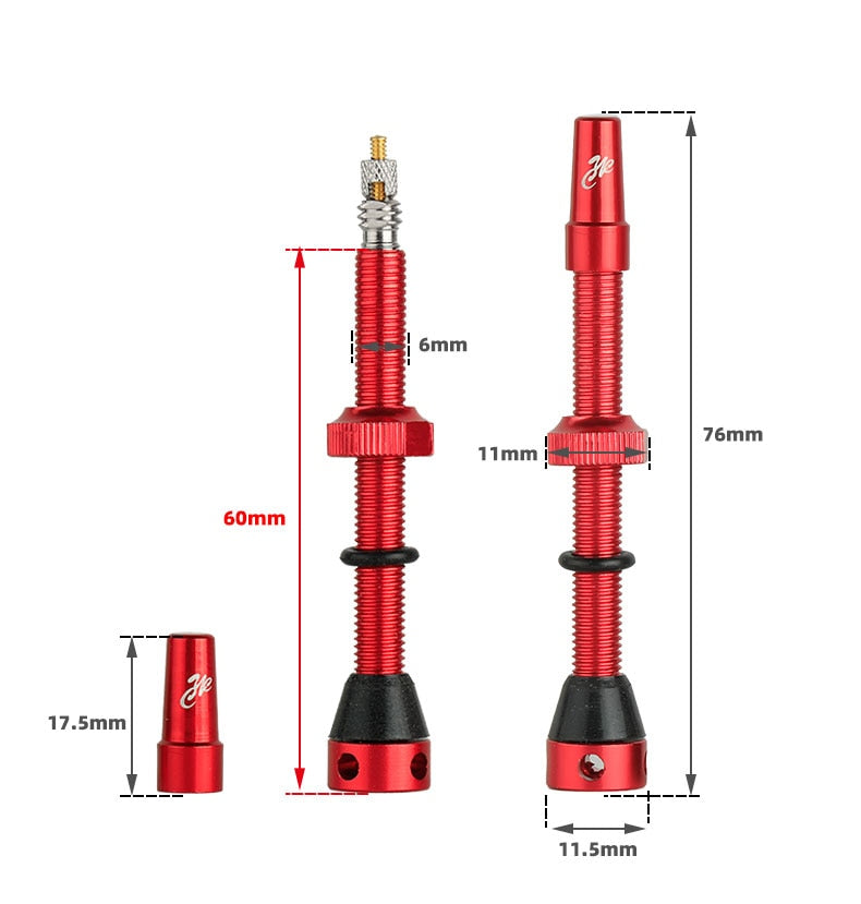 2PCS Deemount Bicycle Tubeless Carbon Rim Presta Valves 44/60mm F/V Nipple Brass Core CNC Machined Anodized W/Tool - KiwisLove