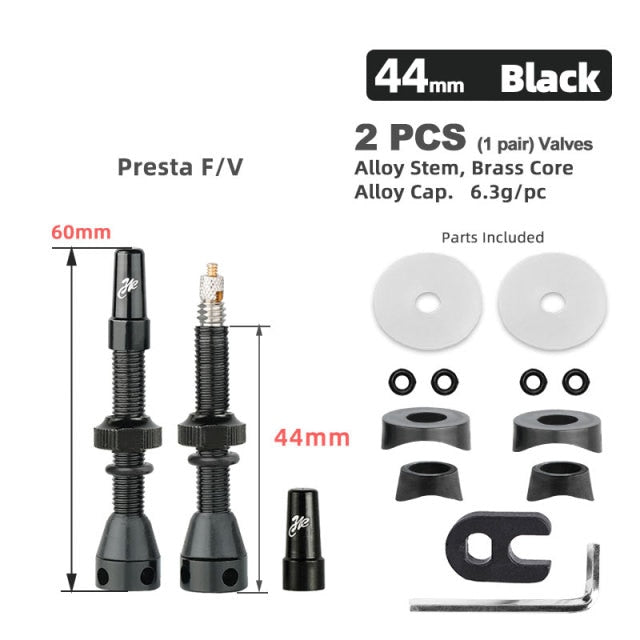2PCS Deemount Bicycle Tubeless Carbon Rim Presta Valves 44/60mm F/V Nipple Brass Core CNC Machined Anodized W/Tool - KiwisLove
