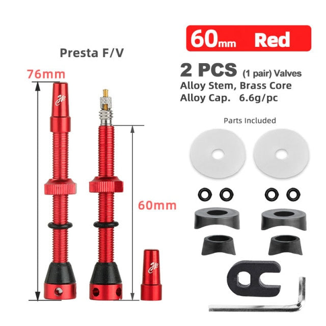 2PCS Deemount Bicycle Tubeless Carbon Rim Presta Valves 44/60mm F/V Nipple Brass Core CNC Machined Anodized W/Tool - KiwisLove