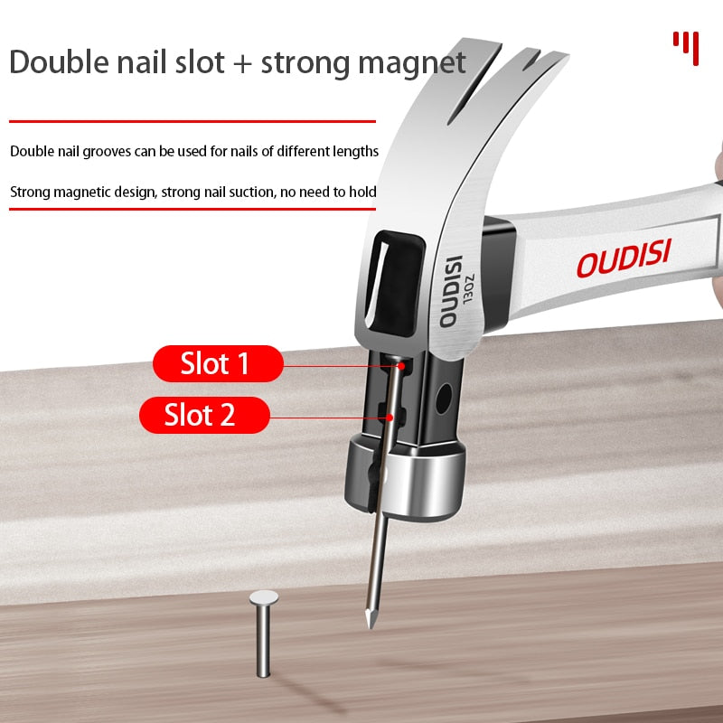 OUDISI Claw Hammer Magnetic Automatic Nail Suction Double  Nail Slot - KiwisLove