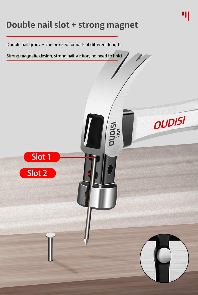 OUDISI Claw Hammer Magnetic Automatic Nail Suction Double  Nail Slot - KiwisLove