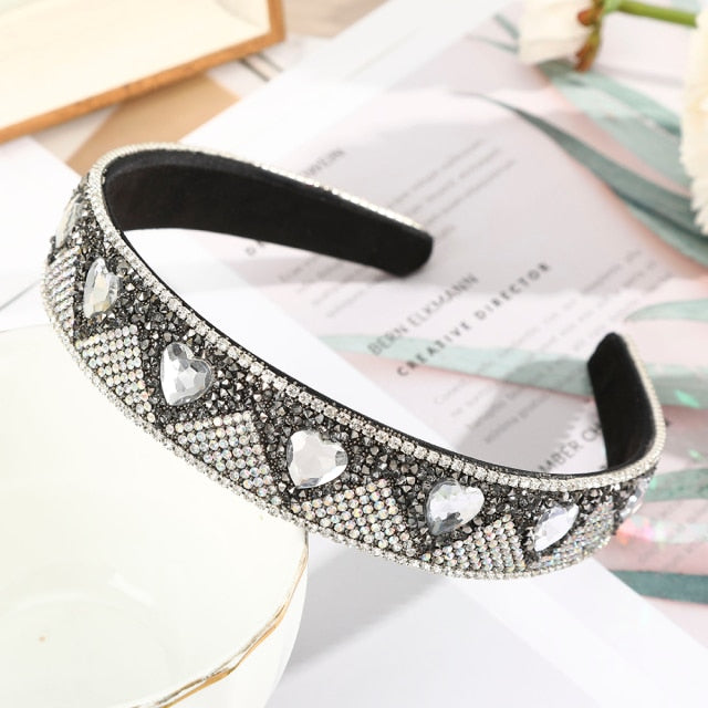 Crystal Headbands Fashion Hair Hoop Bands Bezel Luxurious Rhinestones Sponge - KiwisLove