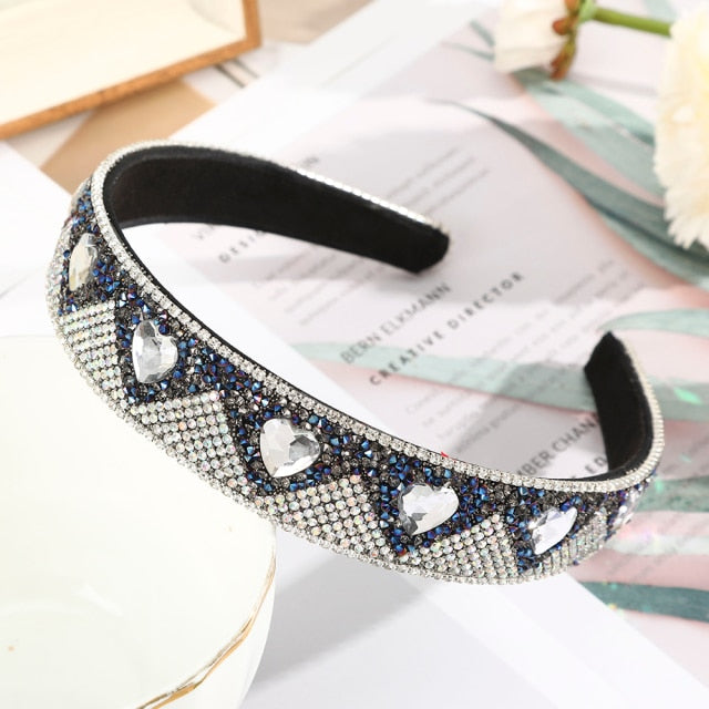 Crystal Headbands Fashion Hair Hoop Bands Bezel Luxurious Rhinestones Sponge - KiwisLove