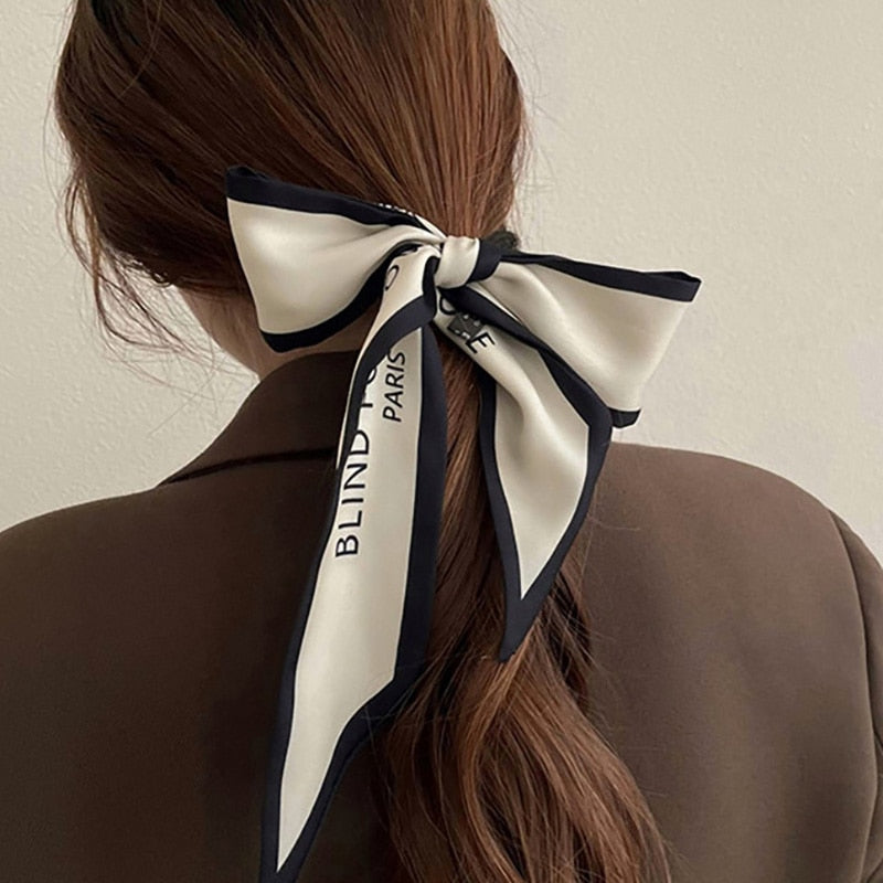 Retro Letter Hair Ribbons French Elegant Long Headband Bag Strap Accessories Beautiful Girls Bow Knot Hair Band - KiwisLove