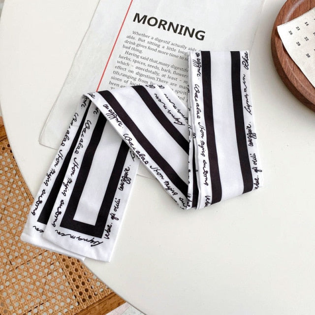 Retro Letter Hair Ribbons French Elegant Long Headband Bag Strap Accessories Beautiful Girls Bow Knot Hair Band - KiwisLove