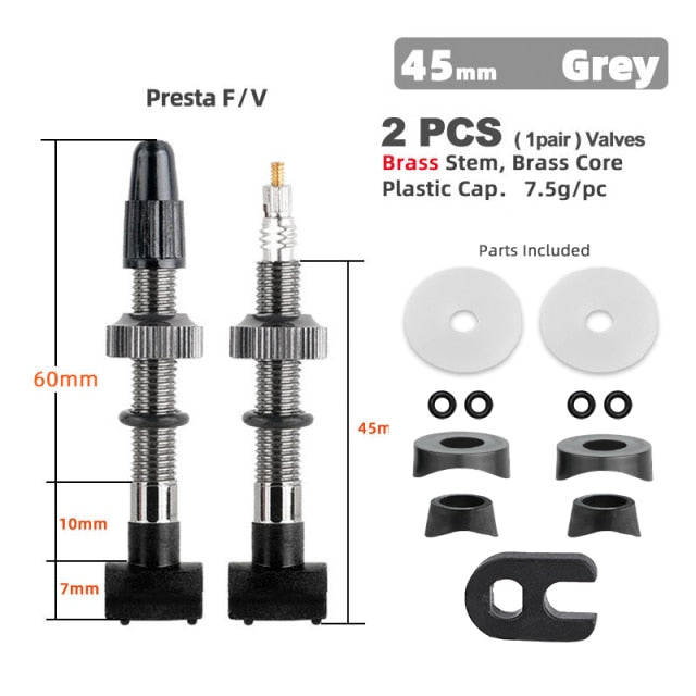Deemount  2PCS Bicycle Tubeless Tire Presta Valve Brass Core Brass Stem W/ Alloy & Tool - KiwisLove
