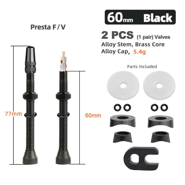 Deemount  Bicycle Tubeless Tire Presta Valve Brass Core Optional Brass Alloy Stem - KiwisLove