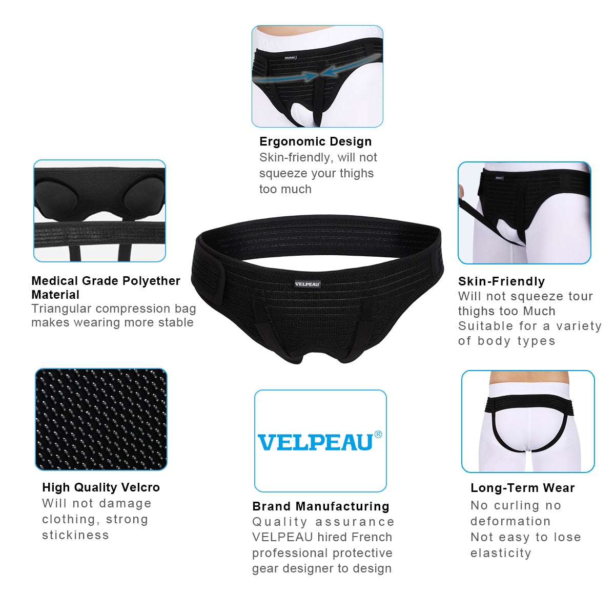 VELPEAU Hernia Belt Truss for Inguinal or Sports Hernia Pain Relief Recovery Strap - KiwisLove