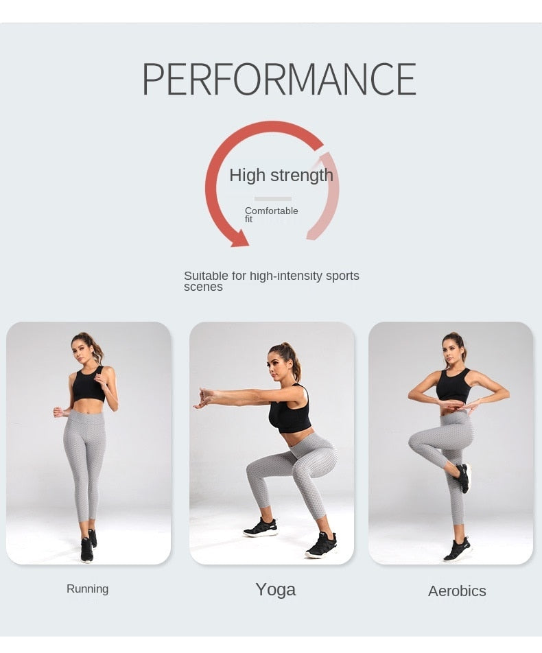 Women Bumps Style Yoga Pants Put Hip Fold Elastic High Waist Leggings Breathable - KiwisLove