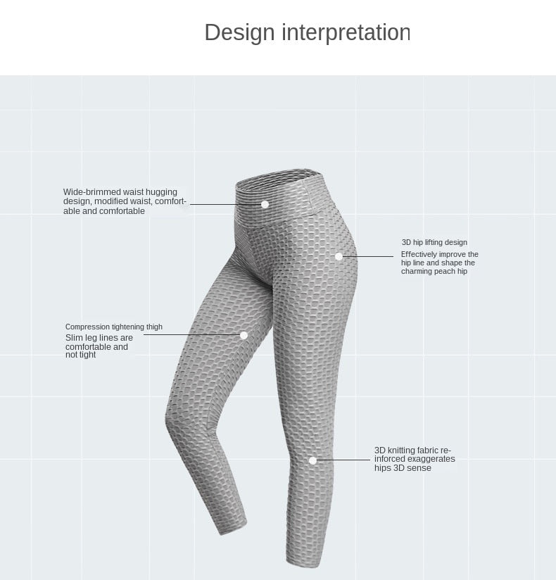 Women Bumps Style Yoga Pants Put Hip Fold Elastic High Waist Leggings Breathable - KiwisLove