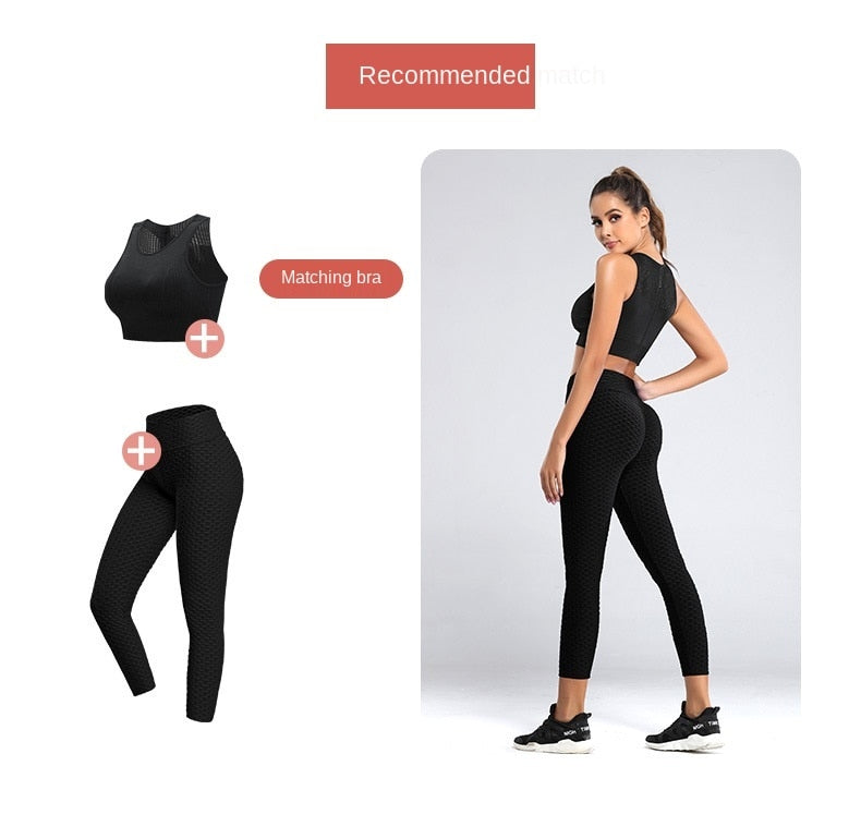 Women Bumps Style Yoga Pants Put Hip Fold Elastic High Waist Leggings Breathable - KiwisLove