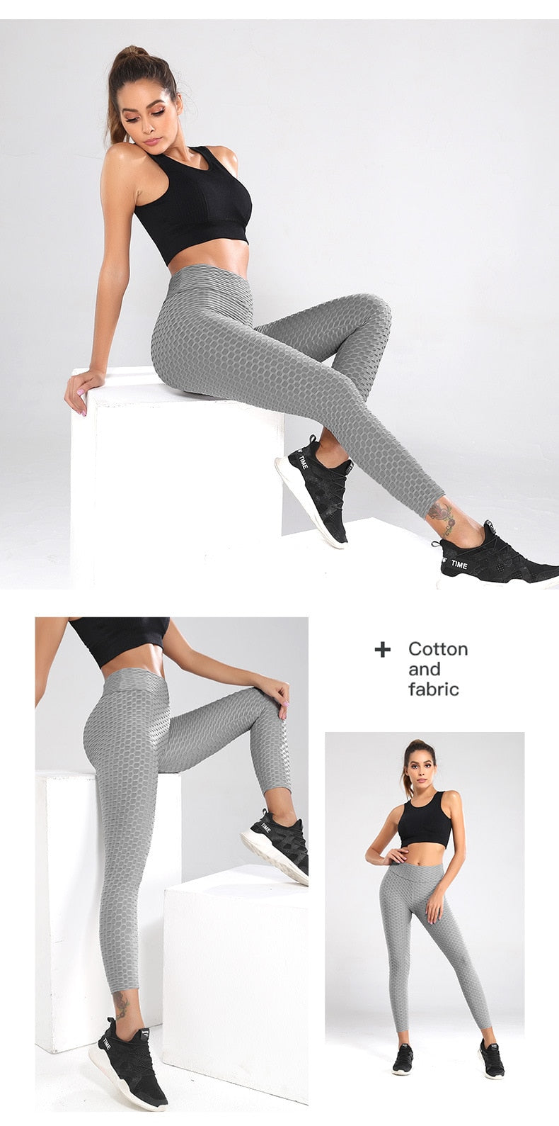 Women Bumps Style Yoga Pants Put Hip Fold Elastic High Waist Leggings Breathable - KiwisLove