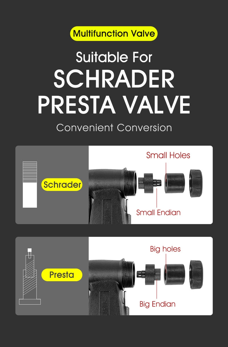 WEST BIKING Hand Mini Bicycle Pump Tire Air Inflator Schrader Presta Valve Ball Needle Hose MTB Accessories Portable Bike Pump - KiwisLove