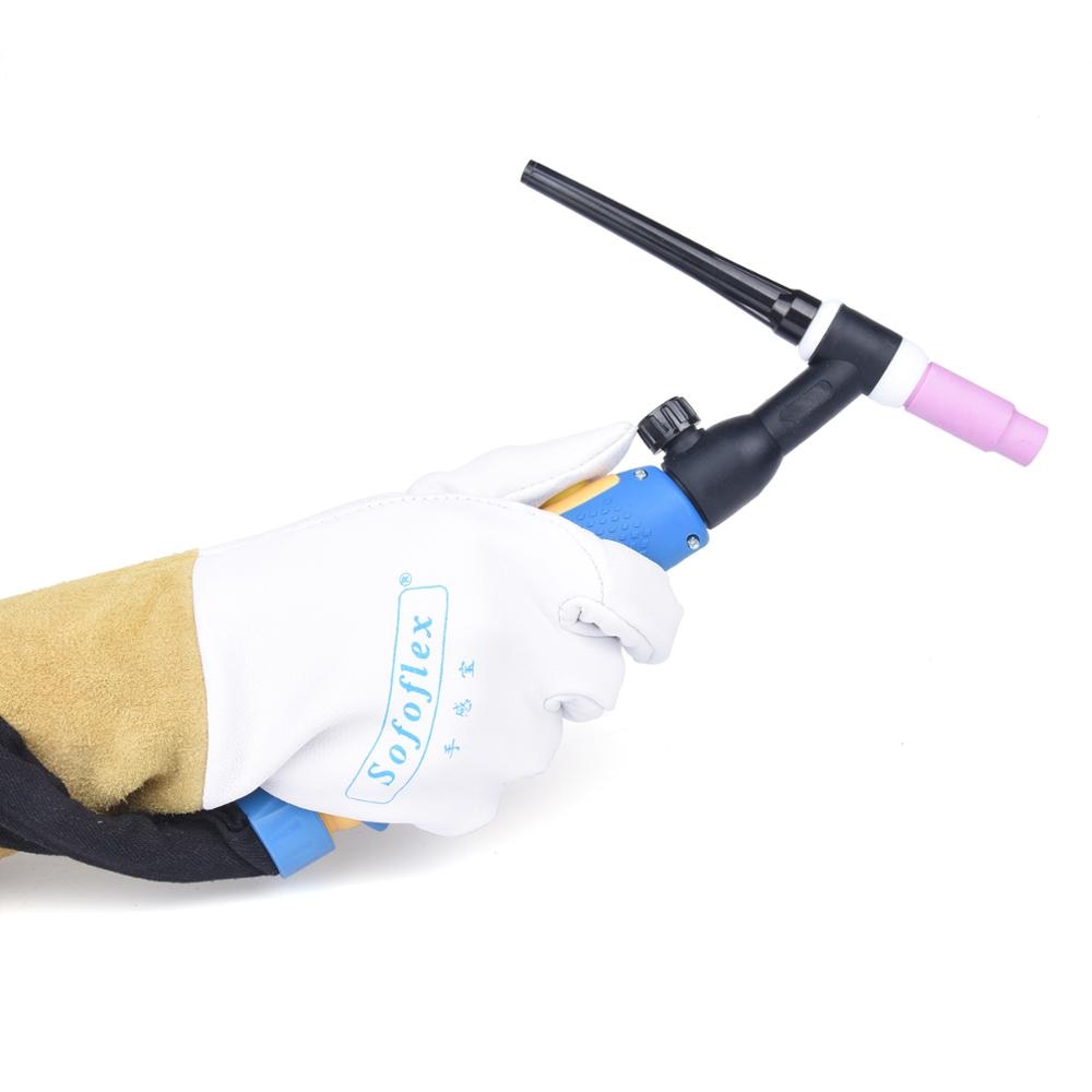 Pair TIG Welding Gloves Goatskin Palm Cowhide Cuff Soft Sensitive Gloves - KiwisLove