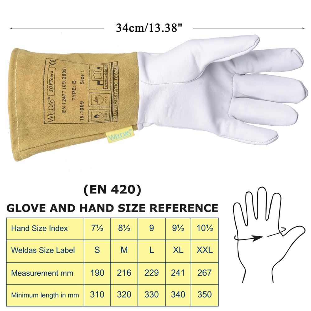 Pair TIG Welding Gloves Goatskin Palm Cowhide Cuff Soft Sensitive Gloves - KiwisLove