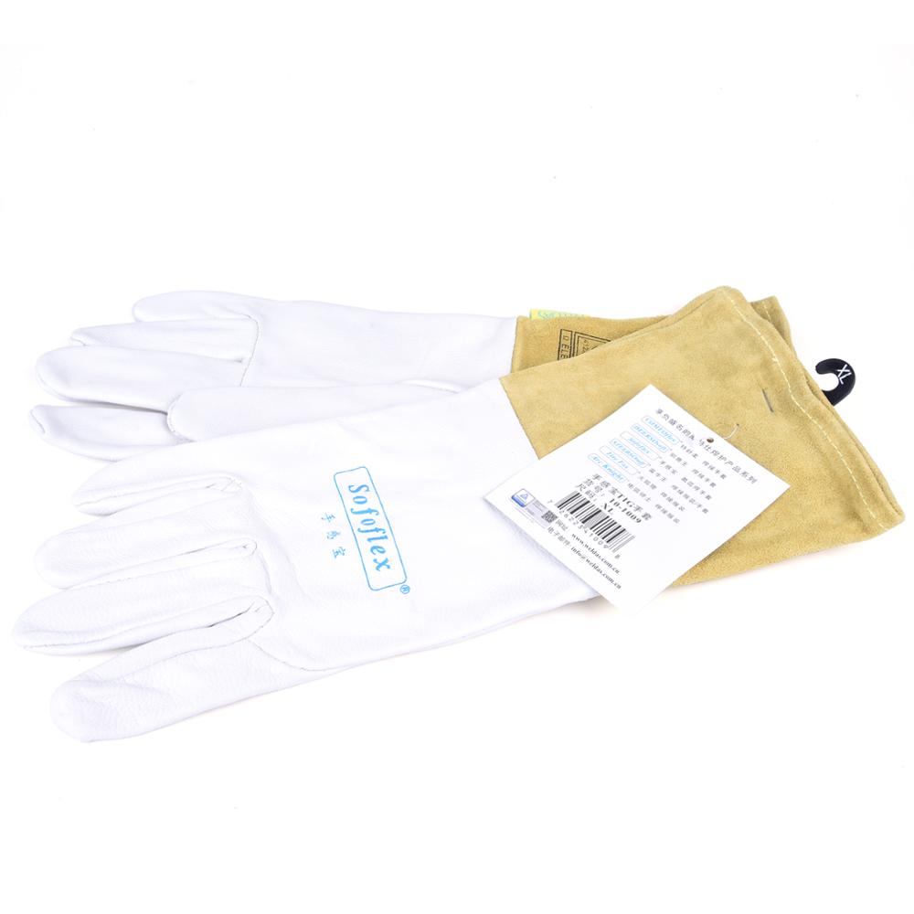 Pair TIG Welding Gloves Goatskin Palm Cowhide Cuff Soft Sensitive Gloves - KiwisLove