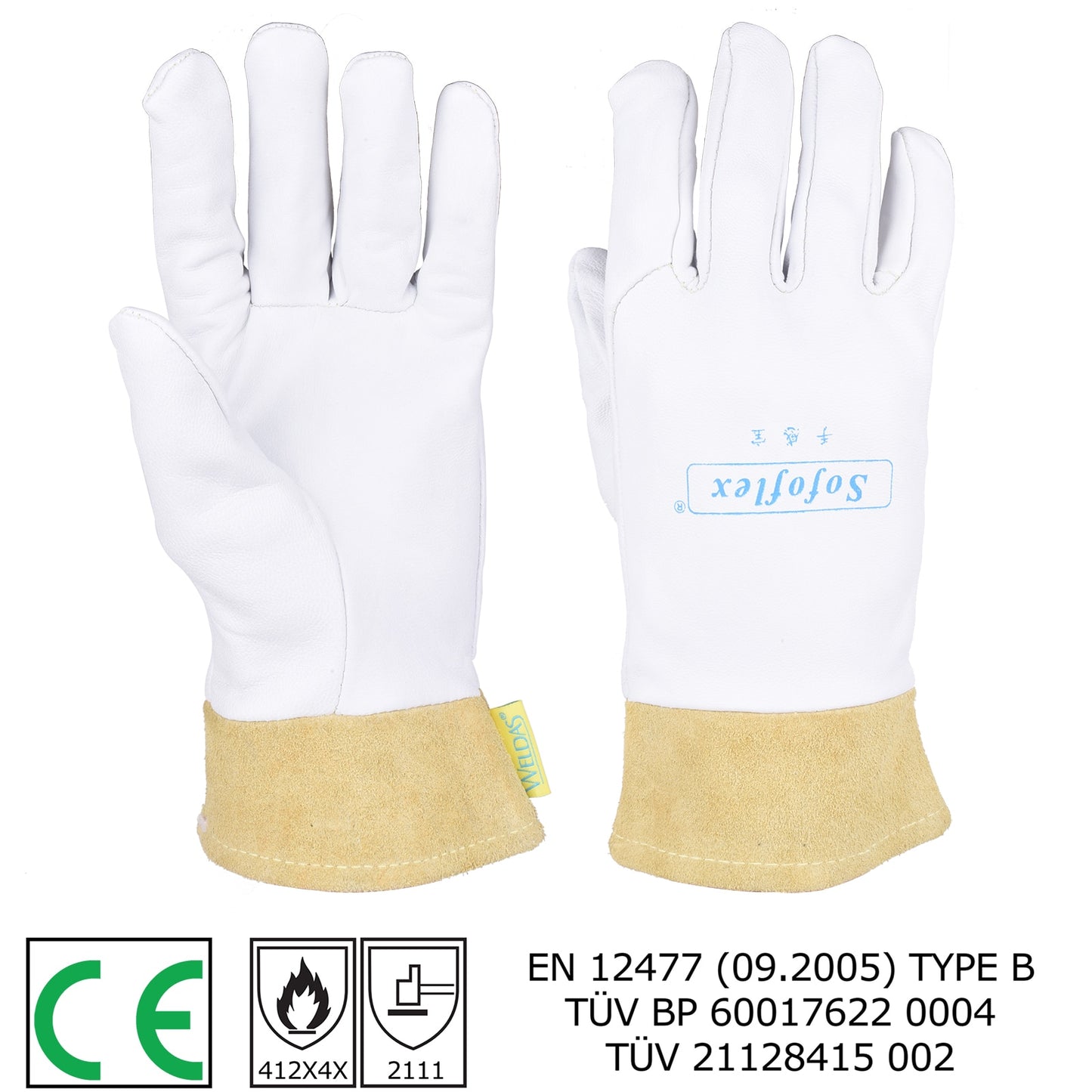 Pair TIG Welding Gloves Goatskin Palm Cowhide Cuff Soft Sensitive - KiwisLove