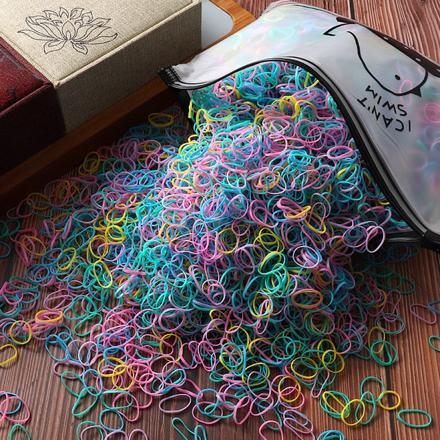 2000pcs Girls Hair Accessories gift Nylon Rubber Band Elastic Hair Bands - KiwisLove