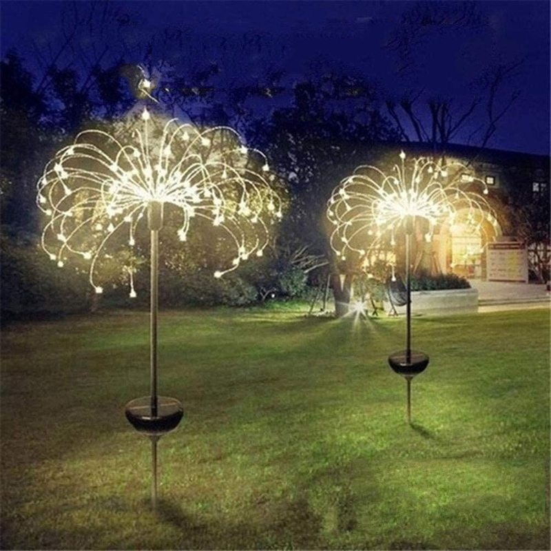 Solar Outdoor Grass Globe Dandelion Fireworks Lamp Flash String Garden Lawn Landscape Holiday Light - KiwisLove