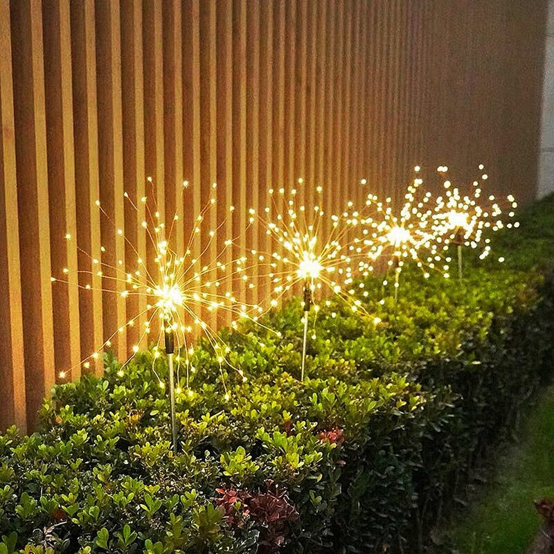 Solar Outdoor Grass Globe Dandelion Fireworks Lamp Flash String Garden Lawn Landscape Holiday Light - KiwisLove