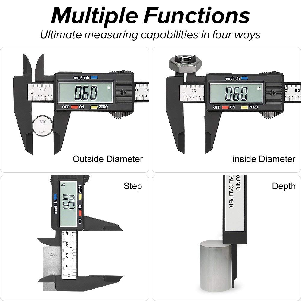 Electronic Digital Vernier Caliper Gauge Micrometer Carbon Fiber Oauee - KiwisLove
