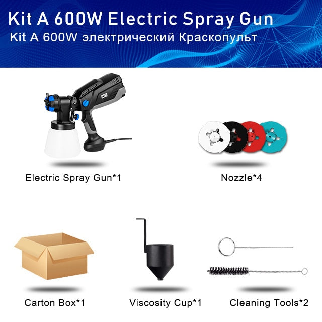600W Electric Spray Gun 4 Nozzle Sizes 1000ml HVLP Household Paint Sprayer Flow Control Airbrush Easy Spraying by PROSTORMER - KiwisLove