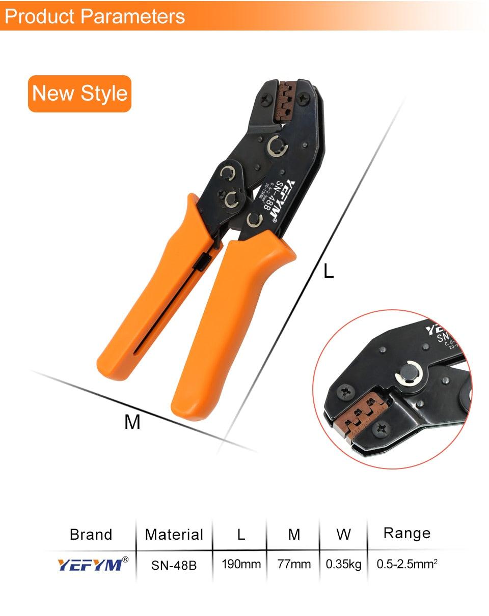 SN-48B crimping pliers 0.5-2.5mm² YEFYM high precision jaw wire electrical hand tools - KiwisLove
