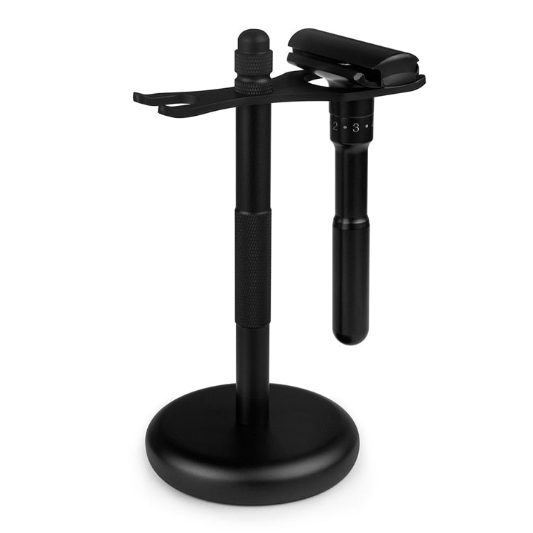 QSHAVE Men Razor Holder Black Stainless Steel Shaving Brush Stand - KiwisLove