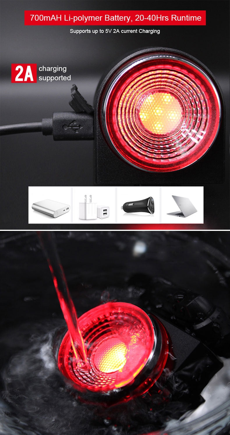 Rechargeable Rear Bicycle Light Brake Bike Tail Lamp Wireless Remote Control Cycling Taillight Anti-theft Burglar Alarm Bell - KiwisLove