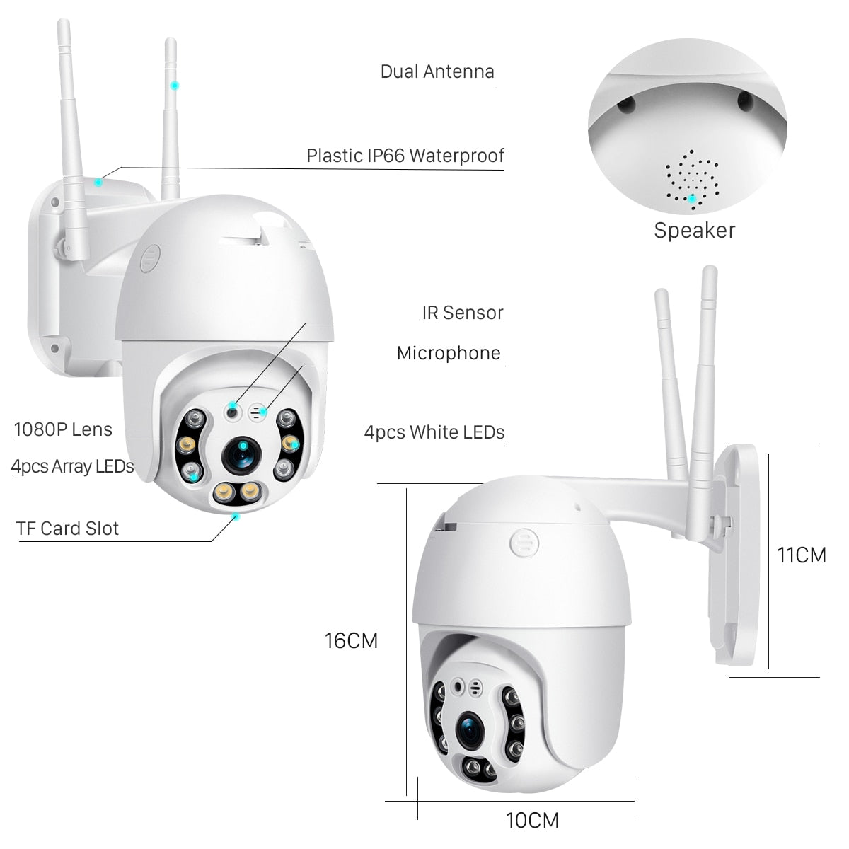 Security Camera WIFI Outdoor PTZ Speed Dome Wireless - KiwisLove