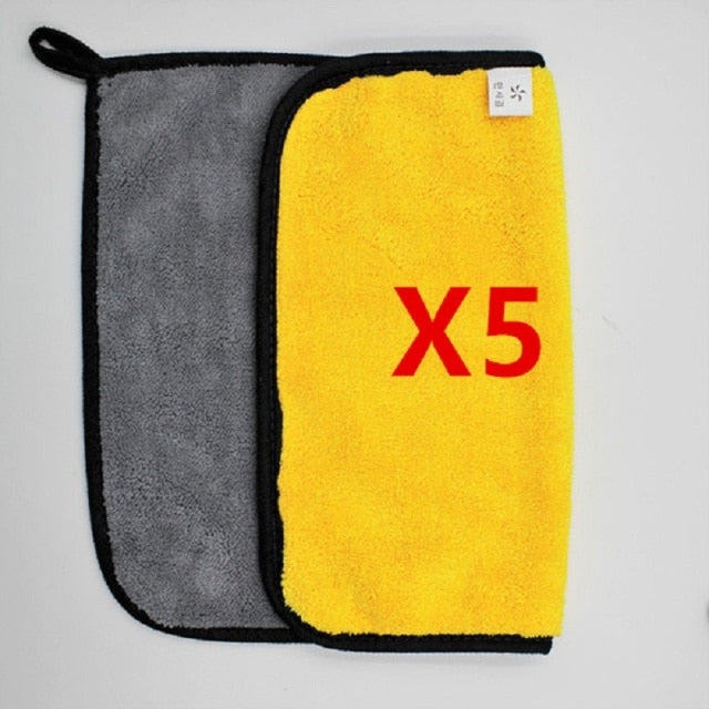 5pcs Microfiber Cleaning Cloth 600GSM Thick Plush Car Detailing Cleaning Rags for Car Home Microfiber Towel Car Wash Accessories - KiwisLove