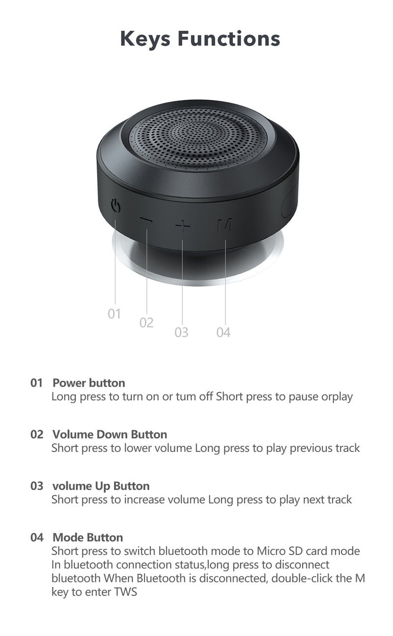 mifa A4 bluetooth 5.0 shower speaker IPX7 warterproof with Calls Handsfree - KiwisLove