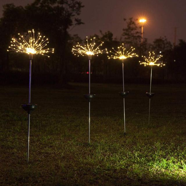 Solar Outdoor Grass Globe Dandelion Fireworks Lamp Flash String Garden Lawn Landscape Holiday Light - KiwisLove