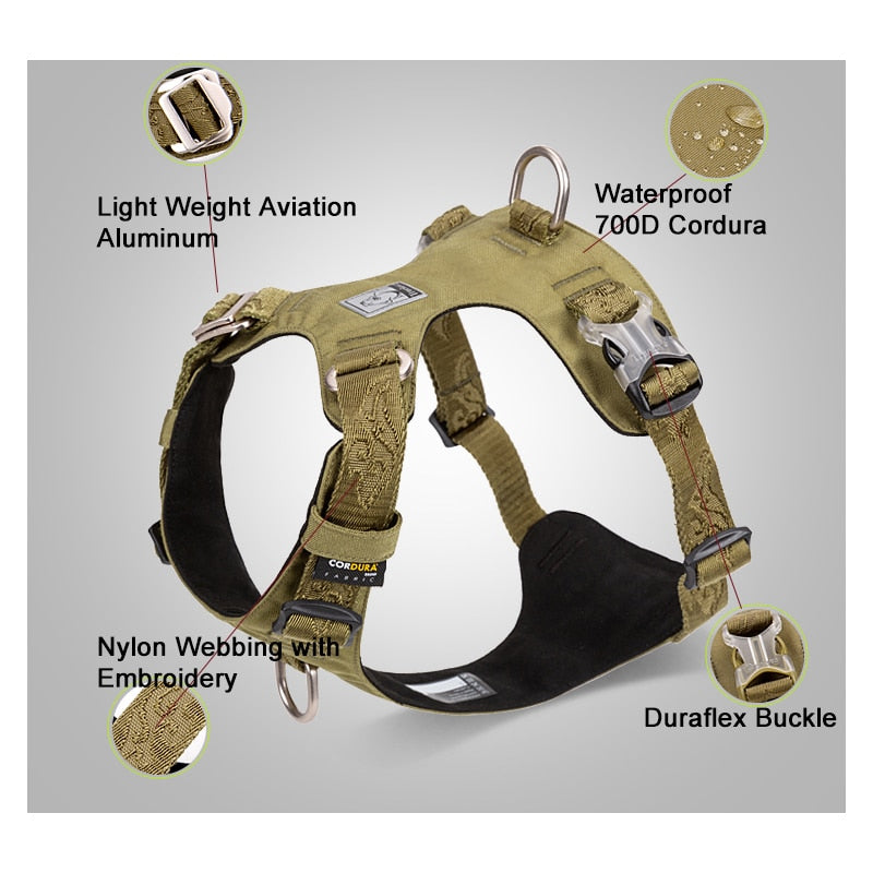 Truelove Dog Light Weight Harness Adjustable Outdoor Pet Medium Small Large Adjustable Outdoor Tactical Military Service TLH6281 - KiwisLove