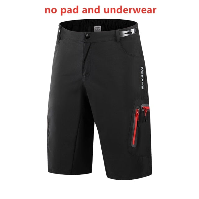 WOSAWE Men Padded Baggy Cycling Shorts Reflective MTB Mountain Bike Bicycle Riding Trousers Water Resistant Loose Fit Shorts - KiwisLove