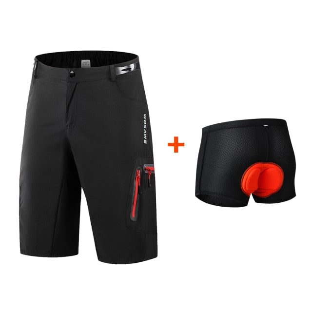 WOSAWE Men Padded Baggy Cycling Shorts Reflective MTB Mountain Bike Bicycle Riding Trousers Water Resistant Loose Fit Shorts - KiwisLove