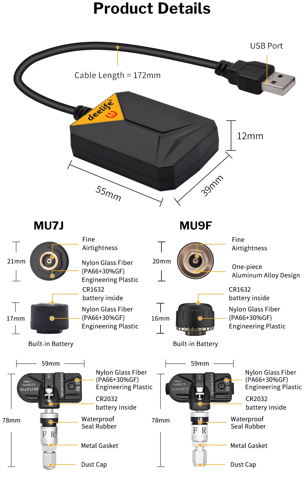 TPMS  USB Car Radio DVD Player Tire Pressure Monitoring System Spare Tyre Internal External Sensor  TMPS - KiwisLove