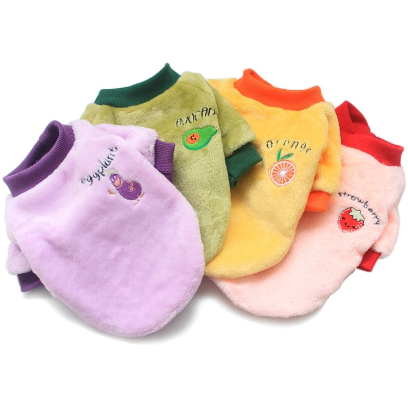 Fleece Dog Clothes Fruit Clothing for Cats  Pajamas Chihuahua Apparel Sweater - KiwisLove