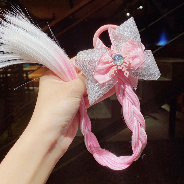 2021 New Girls Cartoon Bow Butterfly Colorful Braid Headband Kids Ponytail - KiwisLove