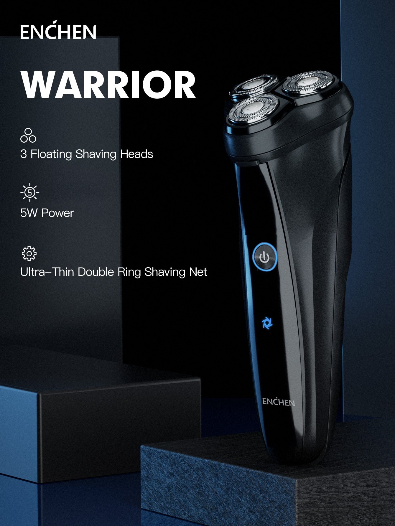 ENCHEN Warrior Electric Shaver Rechargeable Cordless 3D Rotary Razor - KiwisLove